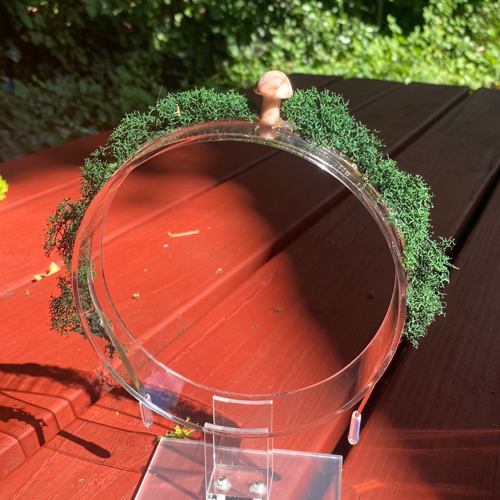 Orange Crystal Mushroom metal Headband with Moss